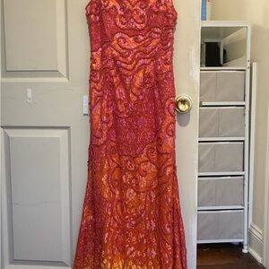 AUTHENTIC MIA BELLA beautiful vintage beaded long cami strap dress